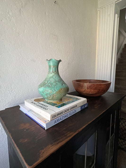 Verdigris Floral Vase