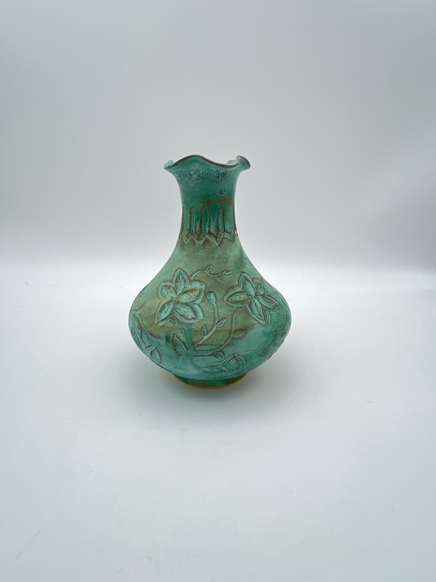 Verdigris Floral Vase