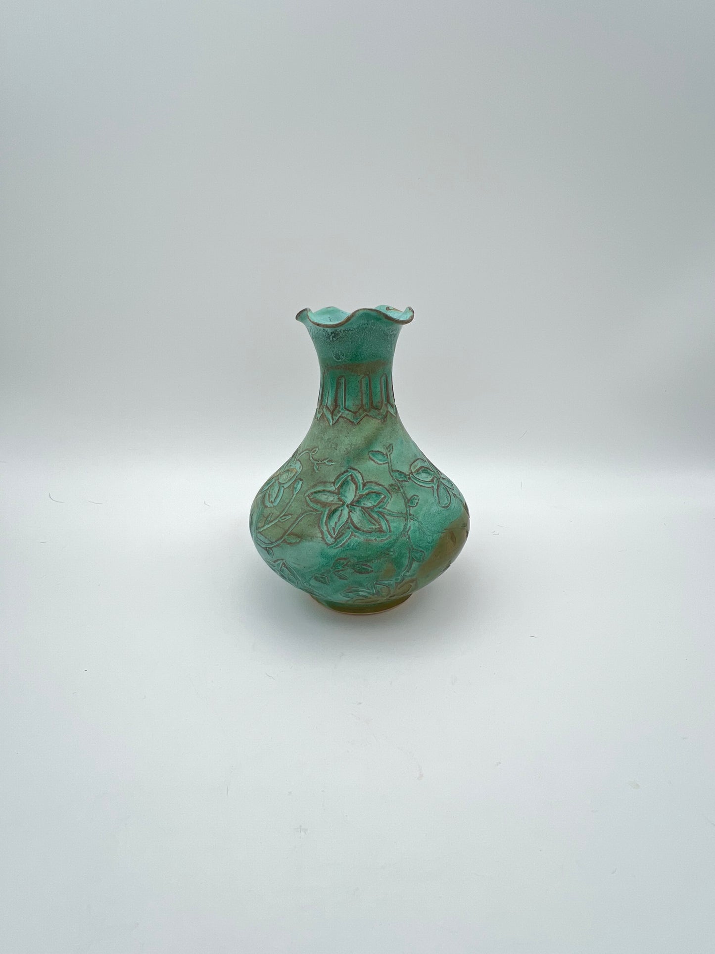 Verdigris Floral Vase